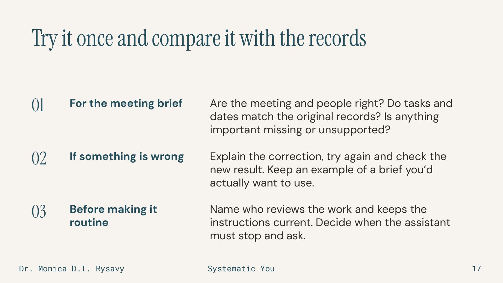 Slide 17: Try it once and compare it with the records